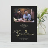 Black Funny Photo proposal Weddenningroomsman (Staand voorkant)