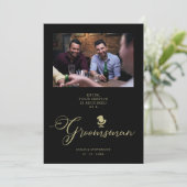 Black Funny Photo proposal Weddenningroomsman (Staand voorkant)