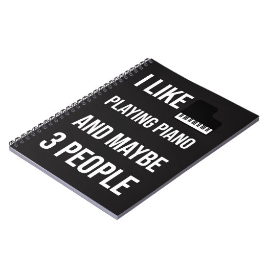 Black Funny Piano Accessories Gifts Pianist Humor Notitieboek (Linkerzijde)