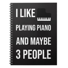 Black Funny Piano Accessories Gifts Pianist Humor Notitieboek