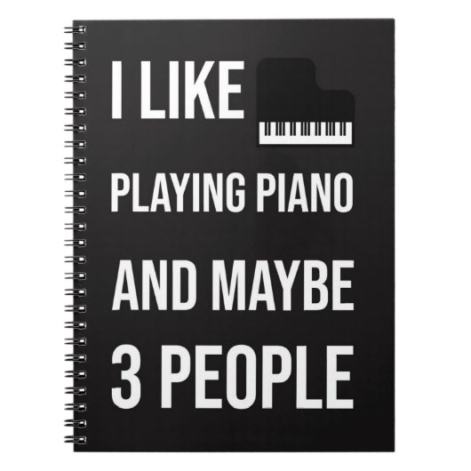 Black Funny Piano Accessories Gifts Pianist Humor Notitieboek (Voorkant)