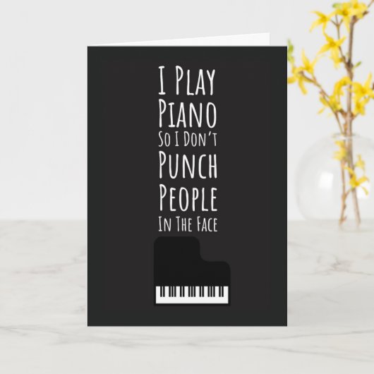 Black Funny Piano Player Cards Pianist Musician  Kaart (Gele Bloem)