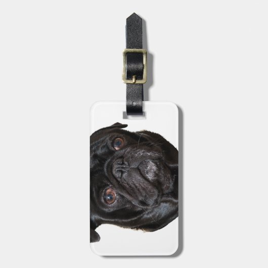Black Funny Pug Bagagelabel (Voorkant verticaal)