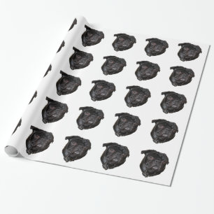 Black Funny Pug Cadeaupapier