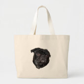 Black Funny Pug Grote Tote Bag (Voorkant)