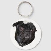 Black Funny Pug Sleutelhanger (Voorkant)