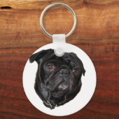 Black Funny Pug Sleutelhanger (Voorkant)