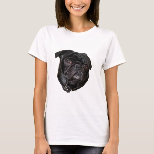 Black Funny Pug T-shirt (Voorkant)