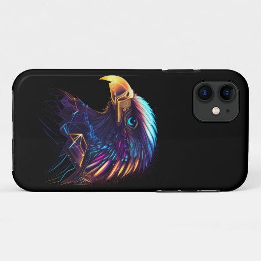 Black Futuristic Neon Eagle Case-Mate iPhone Case (Achterkant (horizontaal))