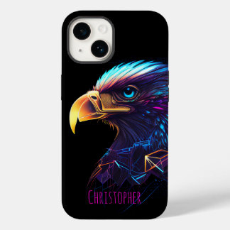 Black Futuristic Neon Eagle Case-Mate iPhone 14 Hoesje