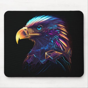 Black Futuristic Neon Eagle Muismat