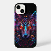 Black Futuristic Neon Wolf iPhone Hoesje (Achterkant)