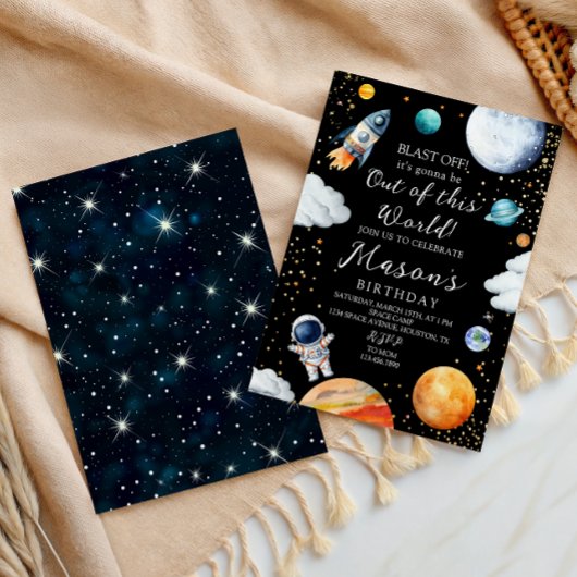 Black Galaxy Rocket & Astronaut Out of This World Kaart