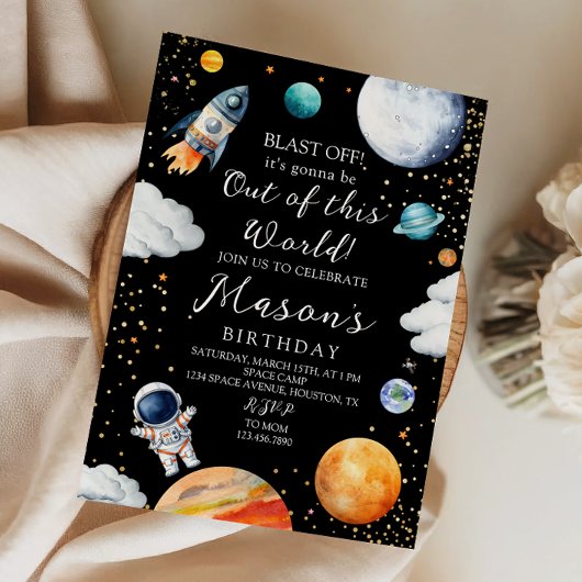 Black Galaxy Rocket & Astronaut Out of This World Kaart