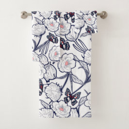 Black Garden Floral Bad Handdoek