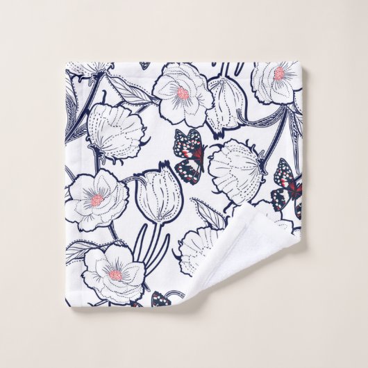 Black Garden Floral Bad Handdoek (Wasdoekje)