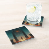 Black Gate Fantasy Sci-Fi Art Glazen Onderzetter (Schuin)