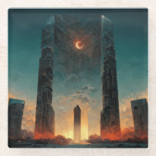 Black Gate Fantasy Sci-Fi Art Glazen Onderzetter