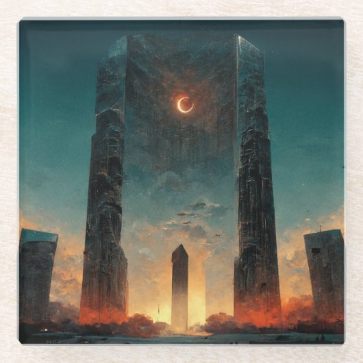 Black Gate Fantasy Sci-Fi Art Glazen Onderzetter (Voorkant)