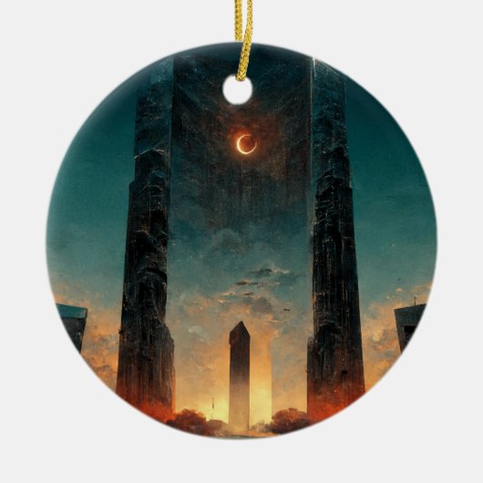 Black Gate Fantasy Sci-Fi Art Keramisch Ornament (Voorkant)