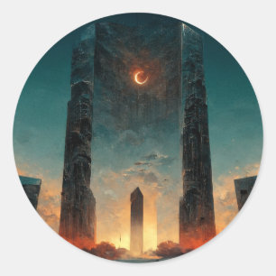 Black Gate Fantasy Sci-Fi Art Ronde Sticker