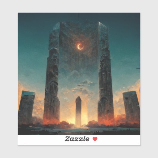 Black Gate Fantasy Sci-Fi Art Sticker (Vel)