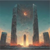 Black Gate Fantasy Sci-Fi Art Sticker (Voorkant)