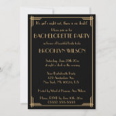 Black Gatsby Art Deco Bachelorette Party nodigt ui Kaart (Voorkant)