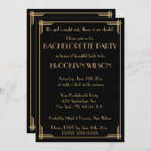 Black Gatsby Art Deco Bachelorette Party nodigt ui Kaart (Voorkant / Achterkant)