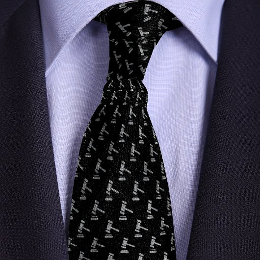Black Gavel Pattern Attorney Stropdas