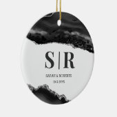 Black Geode Agate Couples, gegrammeerd kerstmis Keramisch Ornament (Rechts)