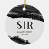 Black Geode Agate Couples, gegrammeerd kerstmis Keramisch Ornament (Voorkant)