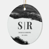 Black Geode Agate Couples, gegrammeerd kerstmis Keramisch Ornament (Links)