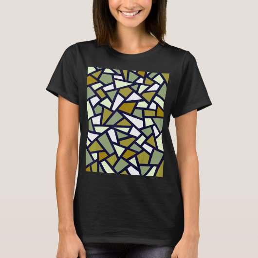 Black Geometric Abstract Pattern Camouflage Green T-shirt (Voorkant)