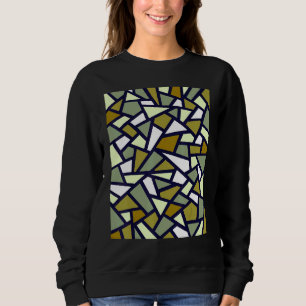Black Geometric Abstract Pattern Camouflage Green Trui