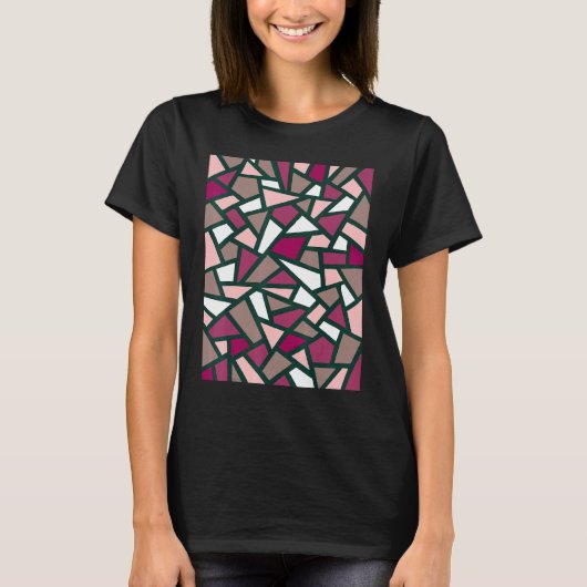 Black Geometric Abstract Pattern Roos Roze White 1 T-shirt (Voorkant)