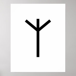 Black Geometric Algiz (Protection) Viking Rune Poster