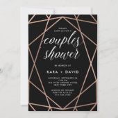 Black Geometric Faux Roos Gold Couples Shower Kaart (Voorkant)
