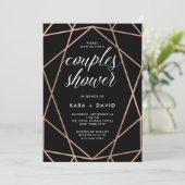 Black Geometric Faux Roos Gold Couples Shower Kaart (Staand voorkant)