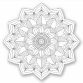 Black Geometric Floral Mandala v1 Sticker (Voorkant)