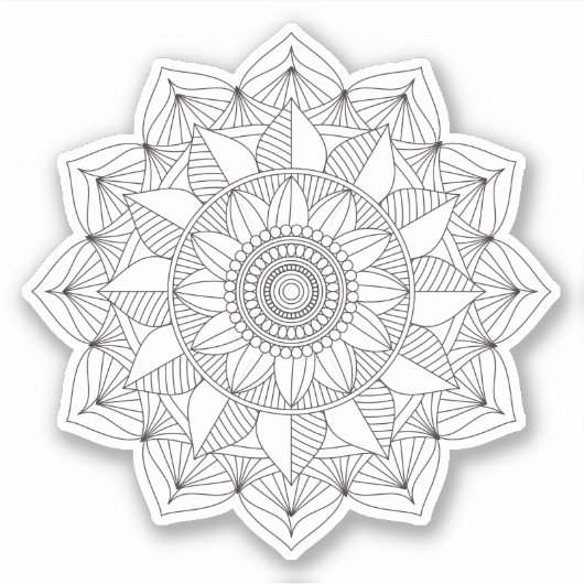 Black Geometric Floral Mandala v1 Sticker (Voorkant)