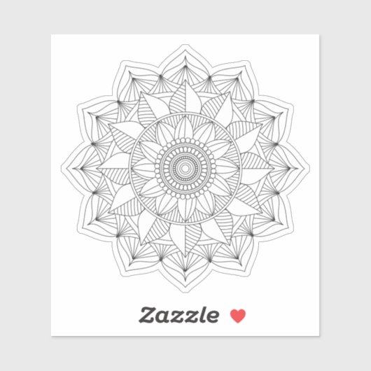 Black Geometric Floral Mandala v1 Sticker (Vel)