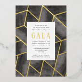Black Geometric Gala Gold Foil Invitation Folie Uitnodiging (Voorkant)