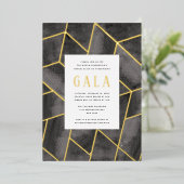 Black Geometric Gala Gold Foil Invitation Folie Uitnodiging (Staand Voorkant)