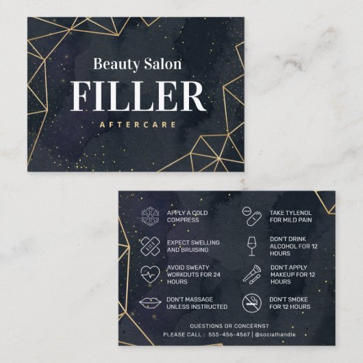 Black Geometric Gold Filler Aftercare Visitekaartje (Voorkant / Achterkant)