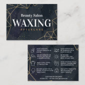 Black Geometric Gold Waxing Aftercare Card Visitekaartje (Voorkant / Achterkant)