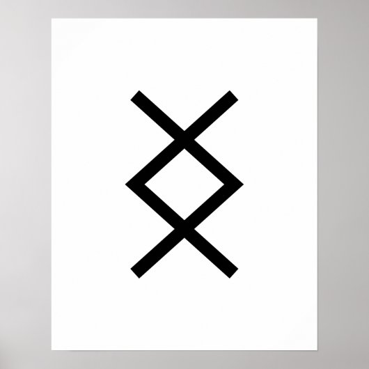 Black Geometric Inguz (The God Ing) Viking Rune Poster (Voorkant)