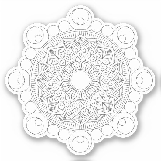 Black Geometric Mandala v2 Sticker (Voorkant)