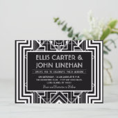 Black Geometric Wedding Invitations Kaart (Staand voorkant)