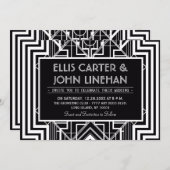 Black Geometric Wedding Invitations Kaart (Voorkant / Achterkant)